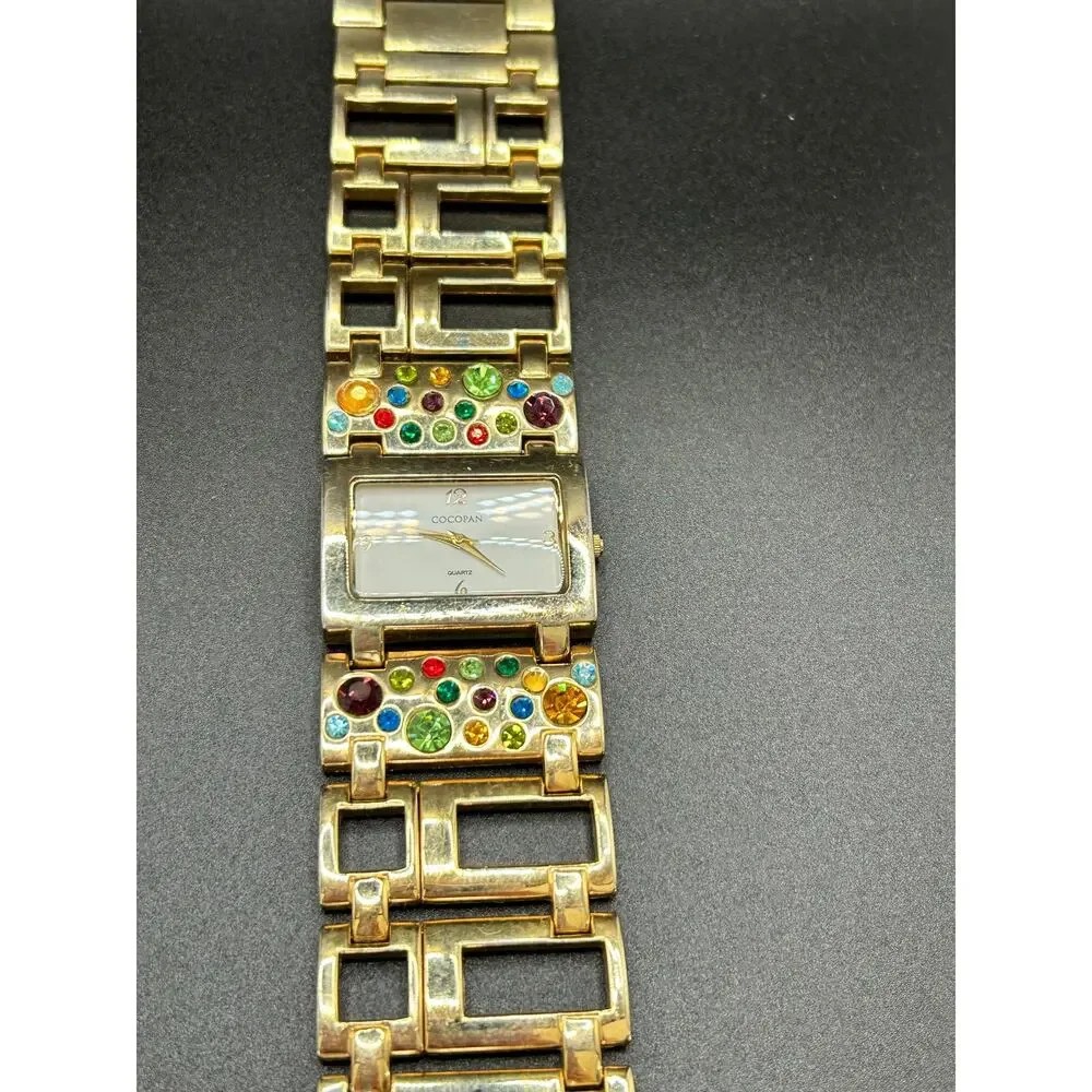 Suzanne Somers Gold Tone Crystal Bracelet Watch Multi-Color Rhinestone Dial - Picture 3 of 13